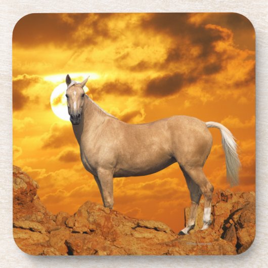 Fantastische paarden: Berg Bier Onderzetter (Voorkant)