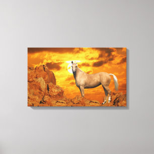 Fantastische paarden: Berg Canvas Afdruk