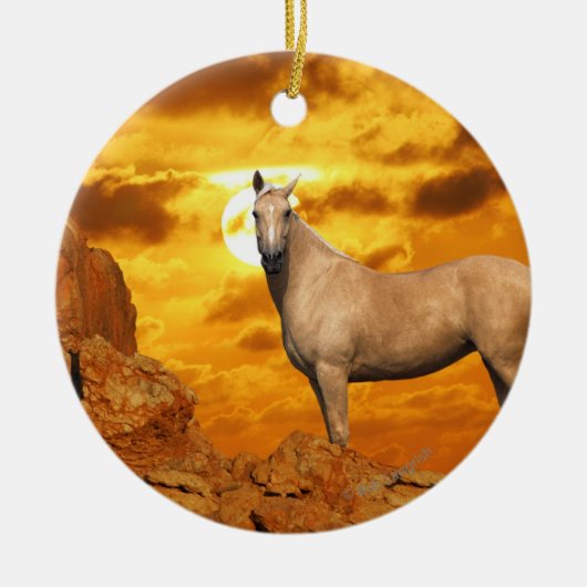 Fantastische paarden: Berg Keramisch Ornament (Voorkant)