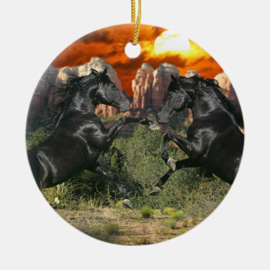Fantastische paarden: Black Magic Keramisch Ornament (Voorkant)