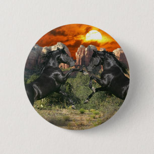 Fantastische paarden: Black Magic Ronde Button 5,7 Cm