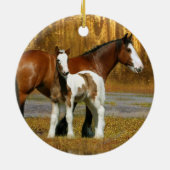 Fantastische paarden: Mare & Foal Keramisch Ornament (Achterkant)