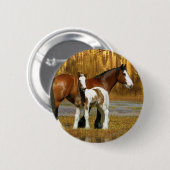Fantastische paarden: Mare & Foal Ronde Button 5,7 Cm (Voorkant /achterkant)