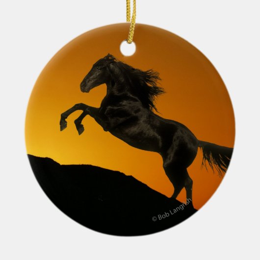 Fantastische paarden: Mountain Sunset Keramisch Ornament (Voorkant)