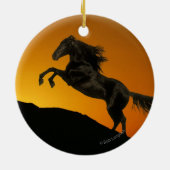 Fantastische paarden: Mountain Sunset Keramisch Ornament (Achterkant)