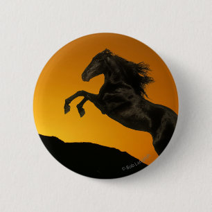Fantastische paarden: Mountain Sunset Ronde Button 5,7 Cm