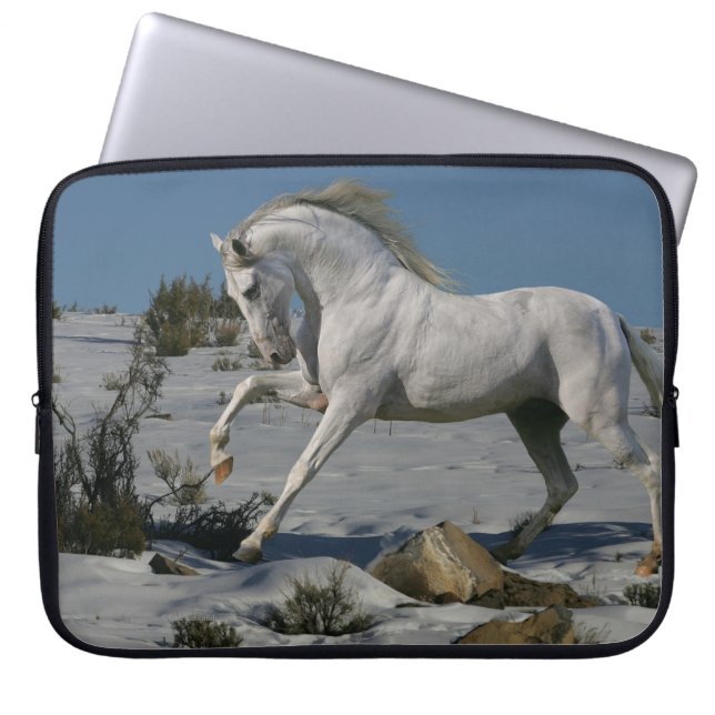 Fantastische paarden: Snow King Laptop Sleeve (Voorkant)