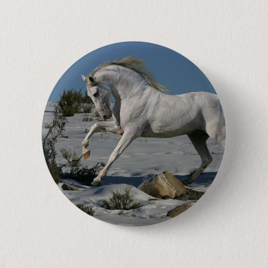 Fantastische paarden: Snow King Ronde Button 5,7 Cm (Voorkant)