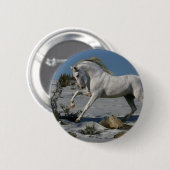 Fantastische paarden: Snow King Ronde Button 5,7 Cm (Voorkant /achterkant)