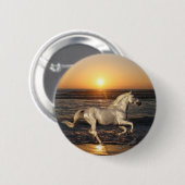Fantastische paarden: Sunset Ronde Button 5,7 Cm (Voorkant /achterkant)