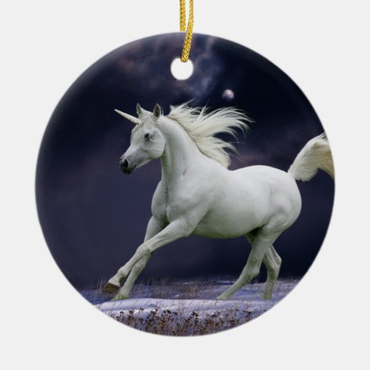 Fantastische paarden: Unicorn Keramisch Ornament (Voorkant)