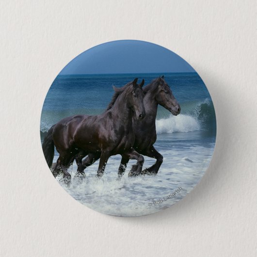 Fantastische paarden: Vrienden en Zee Ronde Button 5,7 Cm (Voorkant)