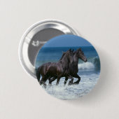 Fantastische paarden: Vrienden en Zee Ronde Button 5,7 Cm (Voorkant /achterkant)