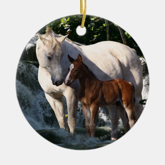 Fantastische paarden: Waterval Keramisch Ornament (Voorkant)