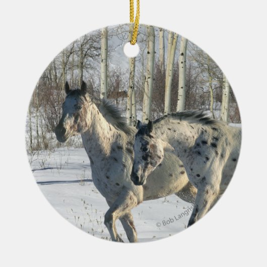 Fantastische paarden: Winter Wonderland Keramisch Ornament (Voorkant)
