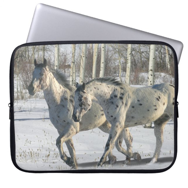 Fantastische paarden: Winter Wonderland Laptop Sleeve (Voorkant)