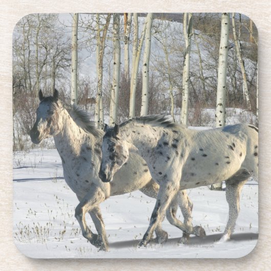 Fantastische paarden: Winter Wonderland Onderzetter (Voorkant)