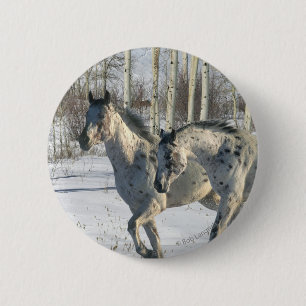 Fantastische paarden: Winter Wonderland Ronde Button 5,7 Cm