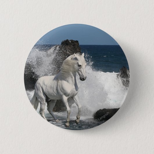Fantastische paarden: Zuidelijke Zeeen Ronde Button 5,7 Cm (Voorkant)