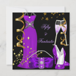 Fantastische Paarse Dress Black Gold Birthday Kaart