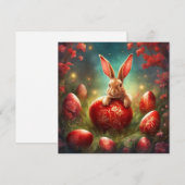 Fantastische paashaas met rood ei feestdagenkaart (Voorkant / Achterkant)