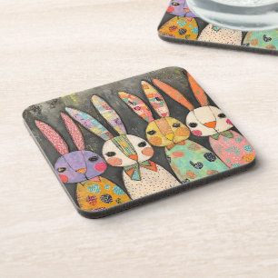 Fantastische Patchwork Paashaas Konijnen Bier Onderzetter