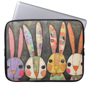 Fantastische Patchwork Paashaas Konijnen Laptop Sleeve