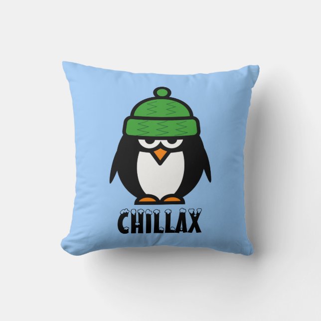 Fantastische pinguïn cartoon kussensloop | chillax kussen (Voorkant)