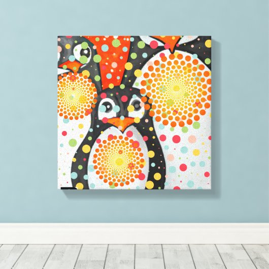 Fantastische pinguïns canvas afdruk (Insitu (Houten vloer))