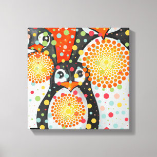 Fantastische pinguïns canvas afdruk