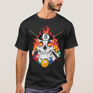 Fantastische poel Billiards Player Skull Billiard  T-shirt