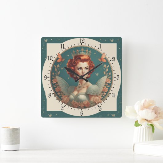 Fantastische prinses vierkante klok (Huis)
