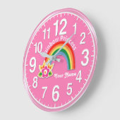 Fantastische regenboogprinses Clock PERSONALIZED Grote Klok (Hoek)