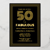 Fantastische Retro Art Deco 50e verjaardag luxe Folie Uitnodiging (Voorkant)