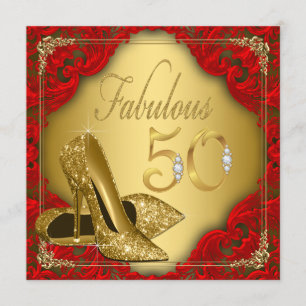 Fantastische Rode Gouden Hoge Hak Fabelachtige 50e Kaart