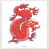 Fantastische, rode, oosterse draak sticker (Vel)