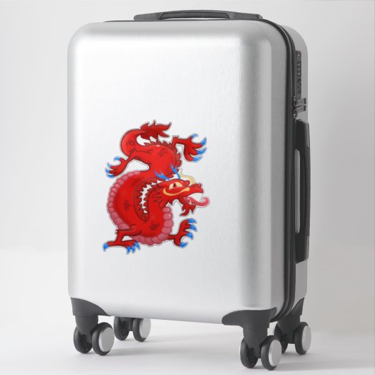 Fantastische, rode, oosterse draak sticker (Koffer)