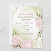 fantastische roze bloemen greenery jarig feest kaart (Voorkant)