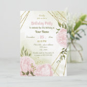 fantastische roze bloemen greenery jarig feest kaart (Staand voorkant)