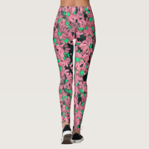 Fantastische roze en groene Floral Print Leggings