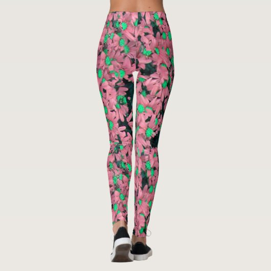 Fantastische roze en groene Floral Print Leggings (Achterkant)