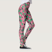 Fantastische roze en groene Floral Print Leggings (Rechts)