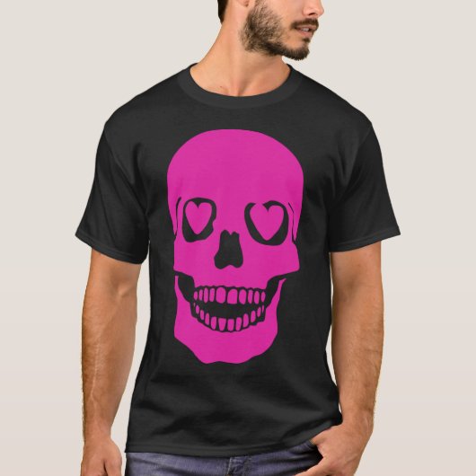 Fantastische roze schedel hart ogen t-shirt (Voorkant)
