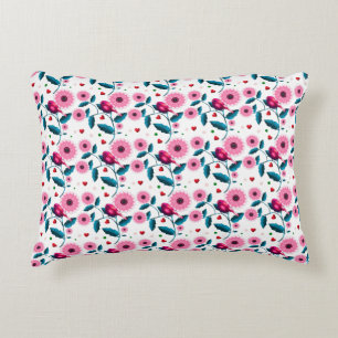Fantastische Roze Vogel Bloemige Botanische Ontwer Accent Kussen