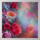 Fantastische Rozen gekleurd in perzikkleurig Poster (Voorkant)