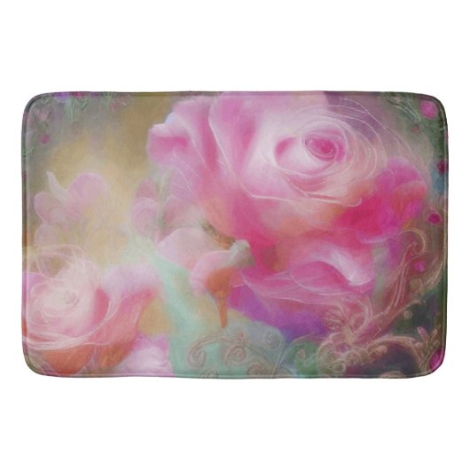 Fantastische Rozen gekleurd in roze botanisch Badmat (Voorkant)