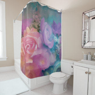Fantastische Rozen gekleurd in roze en Paarse Vint Douchegordijn