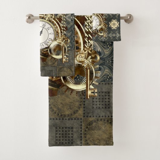 Fantastische Rusty en Gold Steampunk Art Bad Handdoek (Insitu)