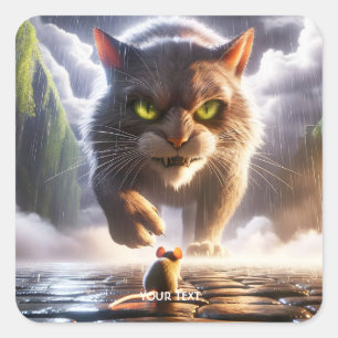 Fantastische Schattigee muis en kat Vierkante Sticker