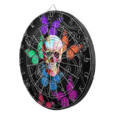 Fantastische schedel en gekleurde vlinders dartbord (Voorkant Rechts)